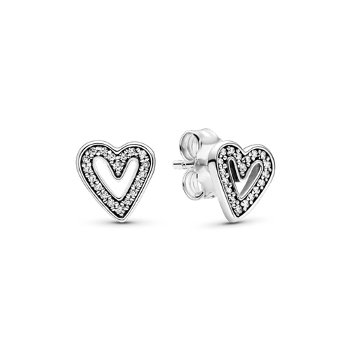 Aretes de botón Corazón Diseño libre resplandeciente