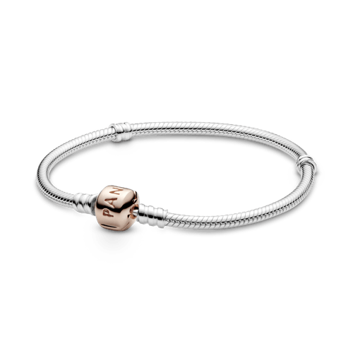 Brazalete cadena de serpiente cierre Pandora Moments Recubrimiento en Oro Rosa de 14k