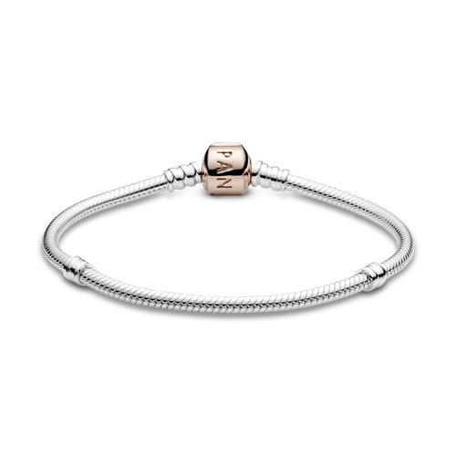 Brazalete cadena de serpiente cierre Pandora Moments Recubrimiento en Oro Rosa de 14k
