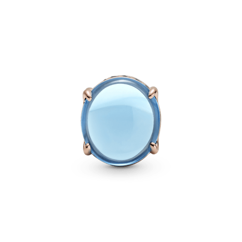 Charm Cabujón oval azul Recubrimiento en Oro Rosa de 14k
