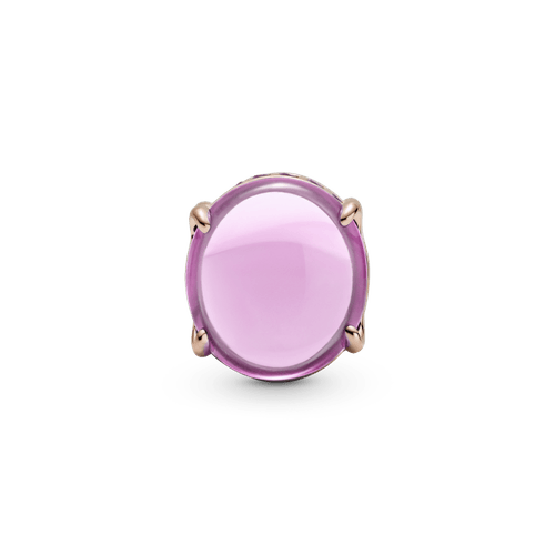 Charm cabujón oval rosa Recubrimiento en Oro Rosa de 14k