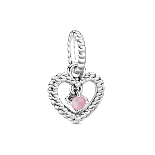 Charm colgante Corazón de abalorio rosa pétalo