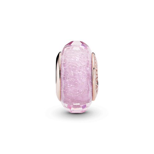 Charm de cristal Murano facetado rosa Recubrimiento en Oro Rosa de 14k