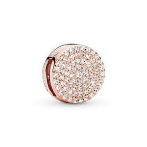 Charm Sujetador redondo con pavé Recubrimiento en Oro Rosa de 14k Reflexions