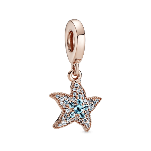 Charm Colgante Estrella De Mar Reluciente Recubrimiento en Oro Rosa de 14k