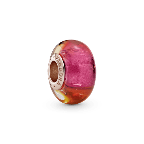 Charm De Cristal Murano Atardecer Deslumbrante Recubrimiento en Oro Rosa de 14k