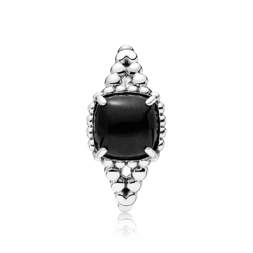Anillo de plata espíritu vibrante con cristal negro