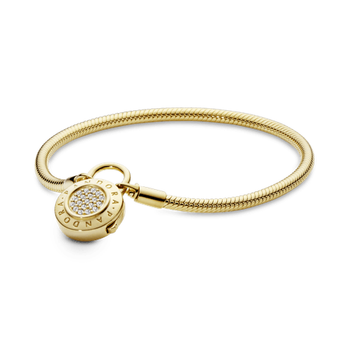 Brazalete cadena de serpiente con broche de candado de pavé Pandora Moments
