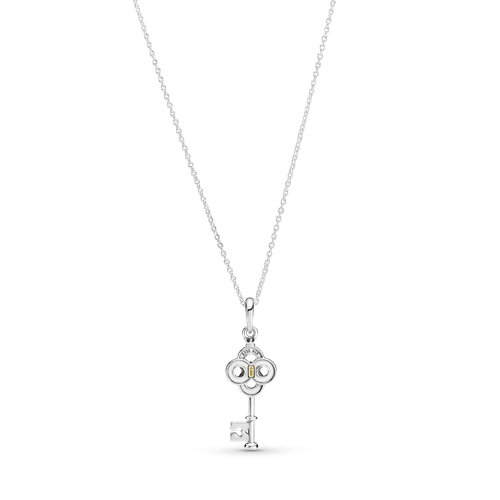 Collar Llave y Flor de dos tonos