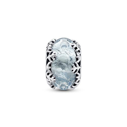 Charm de cristal Murano Copo de nieve Azul invierno Pandora Plata Esterlina