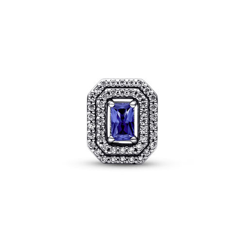 Charm rectangular en niveles Azul brillante Pandora Plata Esterlina