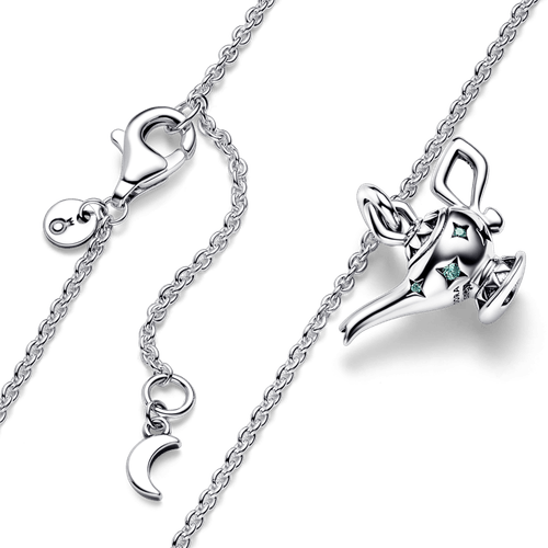 Collar estilo Collier con pendiente Lámpara mágica de Aladdín de Disney Pandora Plata Esterlina