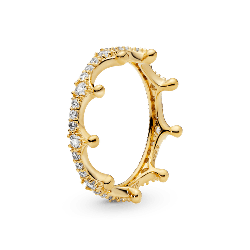 Anillo Corona deslumbrante transparente Recubrimiento en Oro de 14k