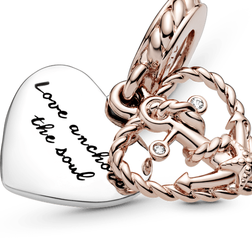 Charm Colgante Corazón de Cuerda y Ancla del Amor