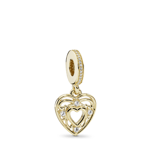 Charm colgante de oro colgante Corazón romántico, cz clara