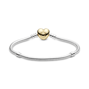 Brazalete Pandora Moments cadena de serpiente con broche de corazón Recubrimiento en Oro de 14k Amor y romance
