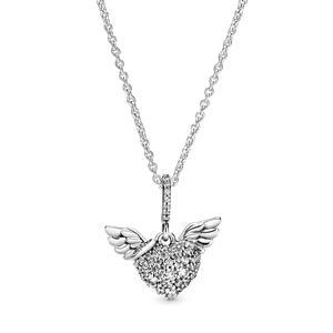 Collar de pavé Corazón y alas de ángel