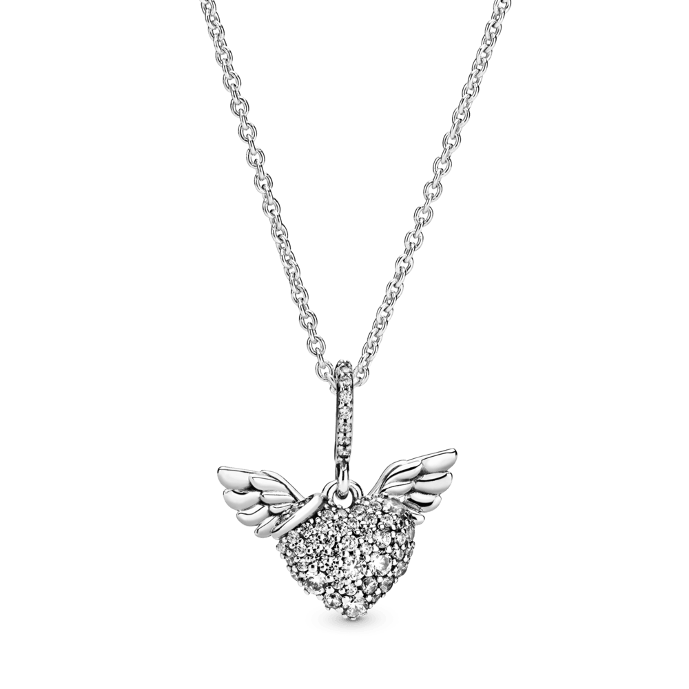 Collar de pavé Corazón y alas de ángel