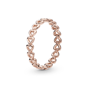 Anillo Banda de corazones Recubrimiento en Oro Rosa de 14k