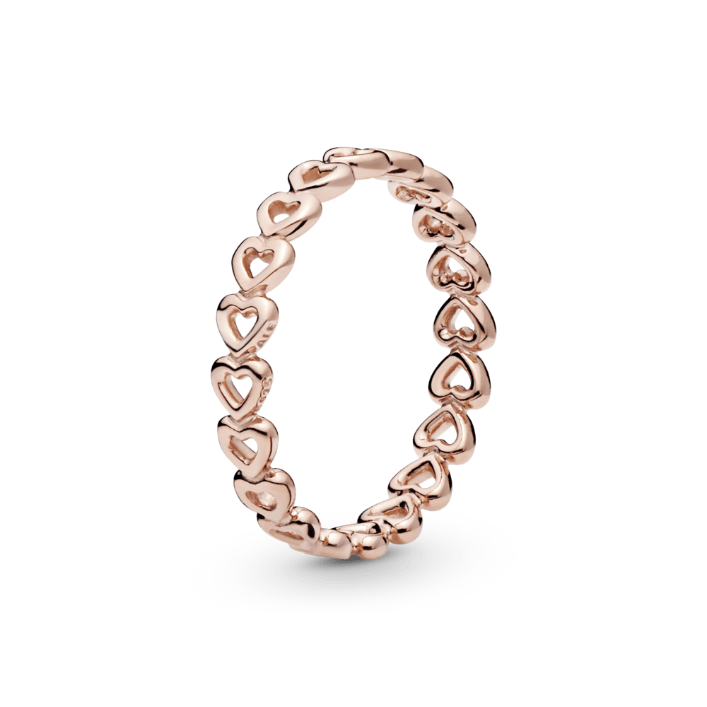 Anillo Banda de corazones Recubrimiento en Oro Rosa de 14k