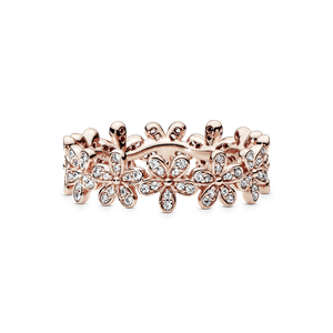 Anillo Campo De Margaritas Deslumbrantes Cz Clara Recubrimiento en Oro Rosa de 14k