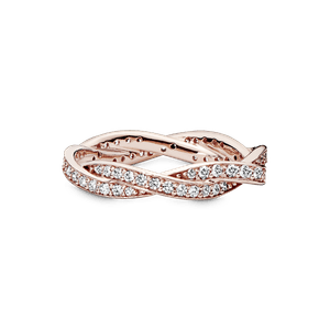 Anillo Giro Del Destino Cz Clara Recubrimiento en Oro Rosa de 14k