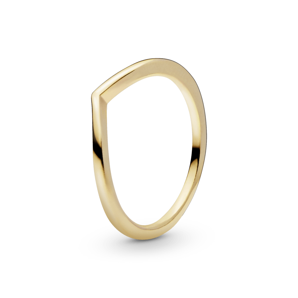 Anillo Hueso De Los Deseos Pulido Recubrimiento en Oro de 14k