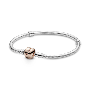 Brazalete cadena de serpiente cierre Pandora Moments Recubrimiento en Oro Rosa de 14k