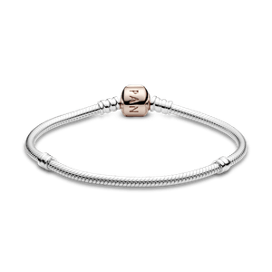 Brazalete cadena de serpiente cierre Pandora Moments Recubrimiento en Oro Rosa de 14k