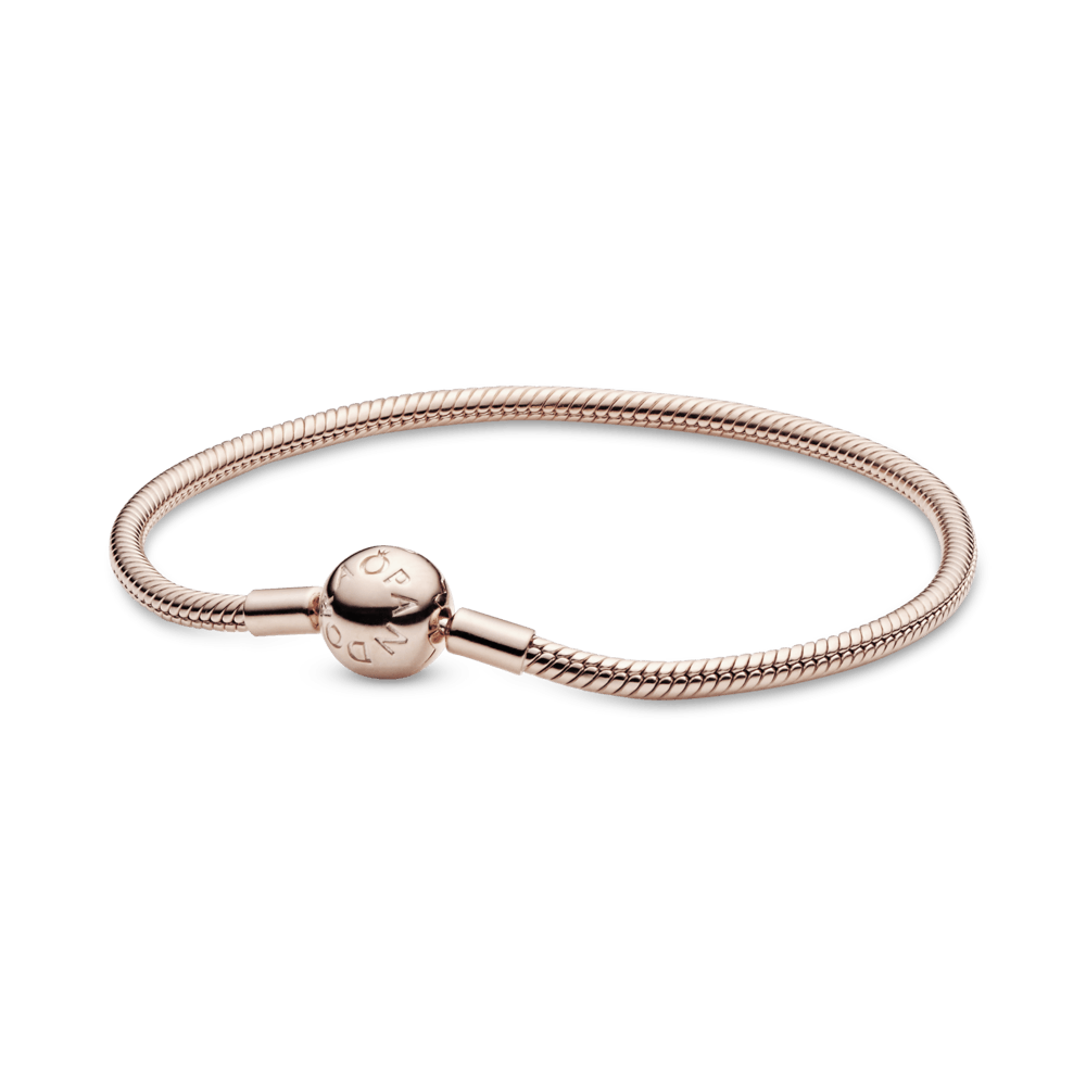 Brazalete cadena de serpiente con broche Pandora Moments Recubrimiento en Oro Rosa de 14k