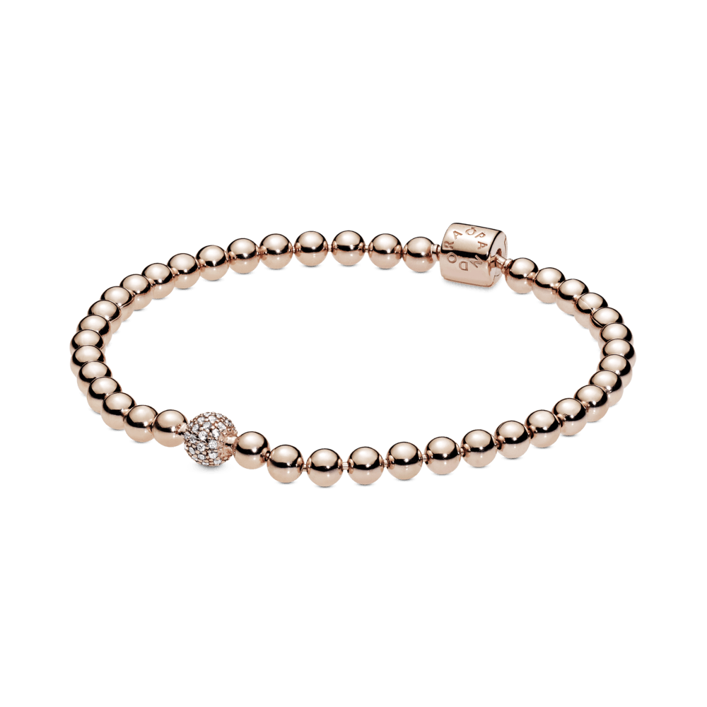 Brazalete de cuentas y pavé Recubrimiento en Oro Rosa de 14k