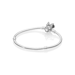 Brazalete de cadena de serpiente Pandora Moments con broche de Minnie Mouse en pavé