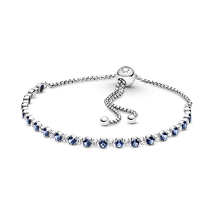 Brazalete Deslizante Brillo Cristal Azul Y Transparente
