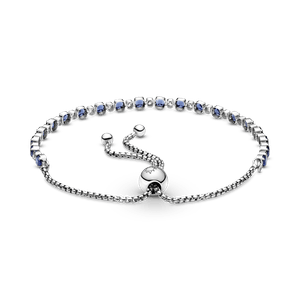 Brazalete Deslizante Brillo Cristal Azul Y Transparente