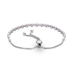 Brazalete Deslizante Brillo Cristal Rosa Y Transparente