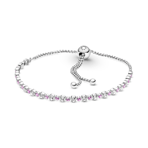 Brazalete Deslizante Brillo Cristal Rosa Y Transparente