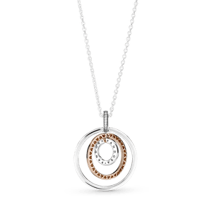 Collar Y Pendiente Círculos De Dos Tonos Recubrimiento en Oro Rosa de 14k