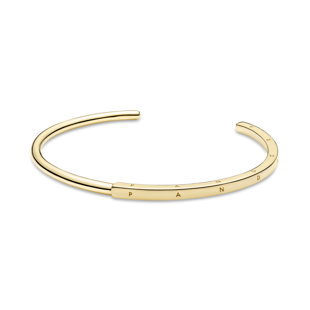 Brazalete Rígido I-D Pandora Signature Recubrimiento en Oro de 14k