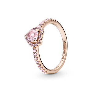 Anillo Con Un Recubrimiento En Oro Rosa De 14k Corazón Brillante Rosa Elevado