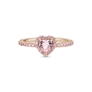 Anillo Con Un Recubrimiento En Oro Rosa De 14k Corazón Brillante Rosa Elevado