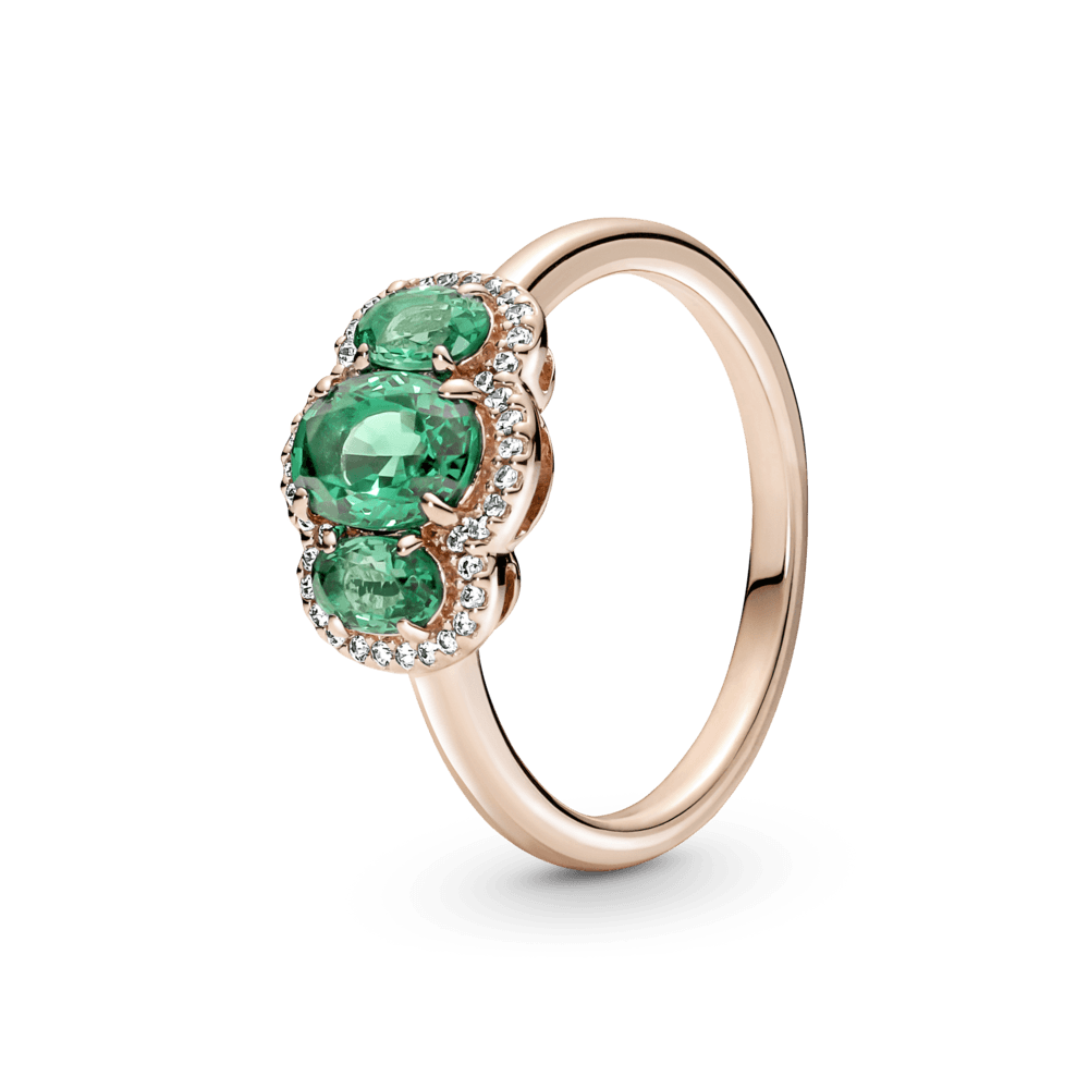 Anillo Vintage En Plata De Ley Tres Piedras Recubrimiento en Oro Rosa 14k