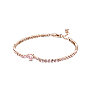 Brazalete En Plata De Ley Corazón Brillante Recubrimiento en Oro Rosa 14k