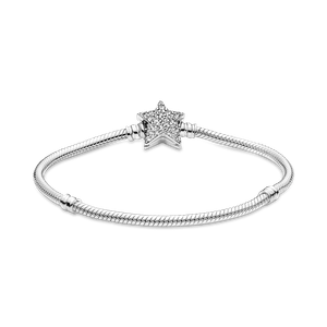 Brazalete Pandora Moments Cadena De Serpiente Cierre Estrella Asimétrica
