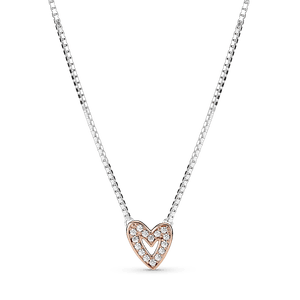 Collar Corazón De Diseño Libre Resplandeciente Recubrimiento En Oro Rosa 14k