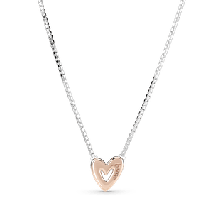 Collar Corazón De Diseño Libre Resplandeciente Recubrimiento En Oro Rosa 14k