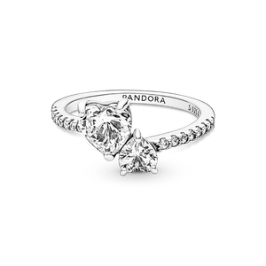 Anillo Reluciente Corazón Doble