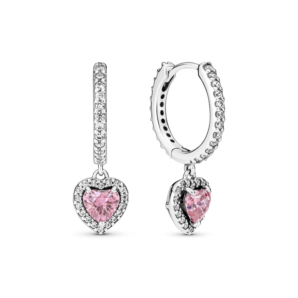Aretes De Aro Corazón Con Halo Resplandeciente