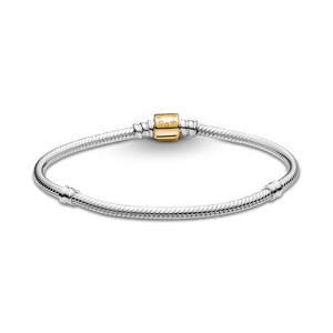 Brazalete Pandora Moments Con Cierre De Barril Cadena De Serpiente Dos Tonos