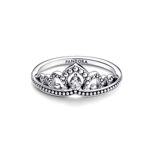 Anillo Tiara real con abalorios Pandora Plata Esterlina
