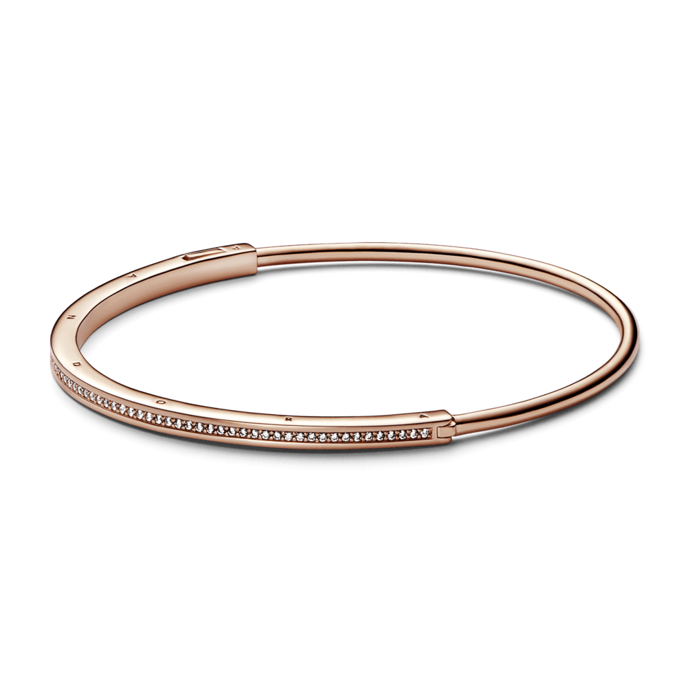 Brazalete rígido I-D Pandora Signature Recubrimiento en Oro Rosa 14k